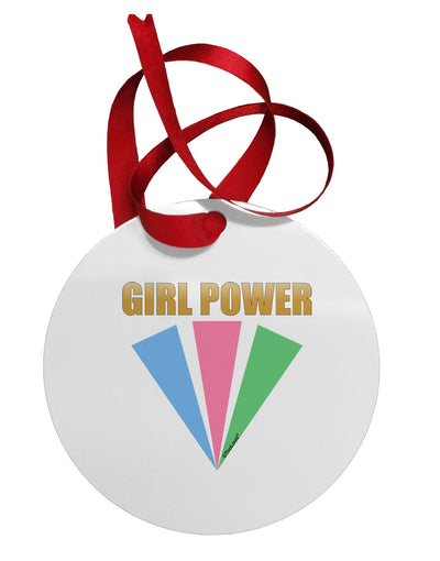 Girl Power Stripes Circular Metal Ornament by TooLoud-Ornament-TooLoud-White-Davson Sales