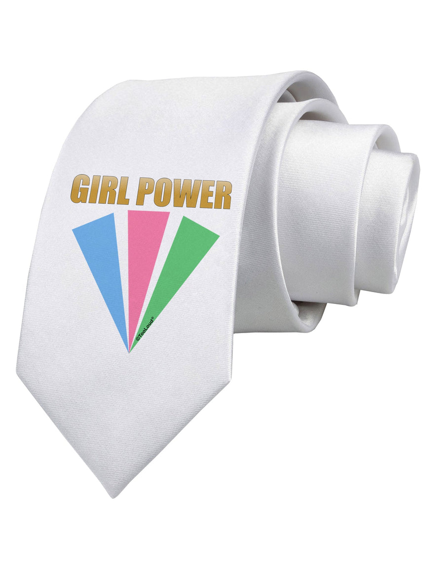 Girl Power Stripes Printed White Necktie by TooLoud