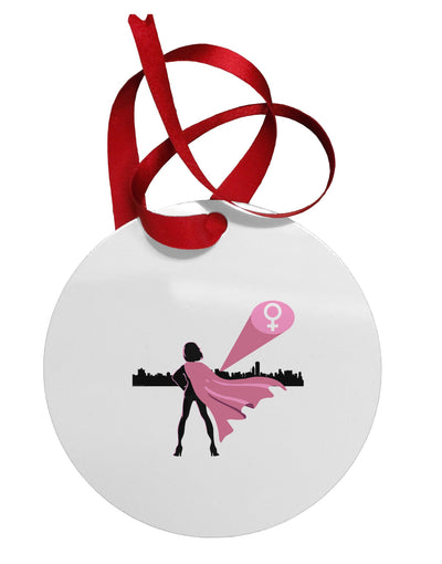 Girl Power Women's Empowerment Circular Metal Ornament by TooLoud-Ornament-TooLoud-White-Davson Sales