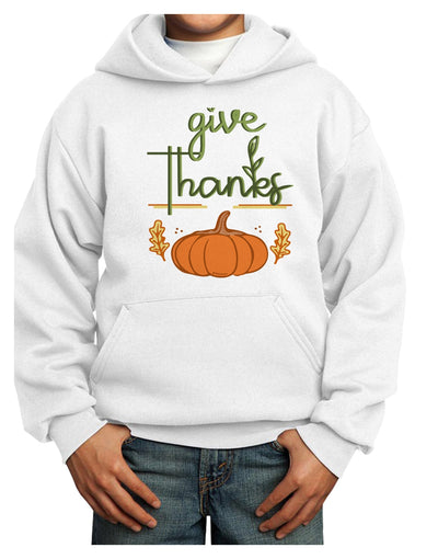 Give Thanks Youth Hoodie Pullover Sweatshirt-Youth Hoodie-TooLoud-White-XS-Davson Sales
