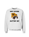 Gluttony Day Disgruntled Cat Sweatshirt by-Sweatshirts-TooLoud-White-Small-Davson Sales