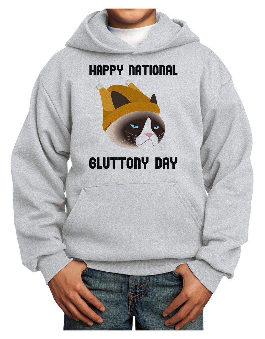 Gluttony Day Disgruntled Cat Youth Hoodie Pullover Sweatshirt by-Youth Hoodie-TooLoud-White-XS-Davson Sales