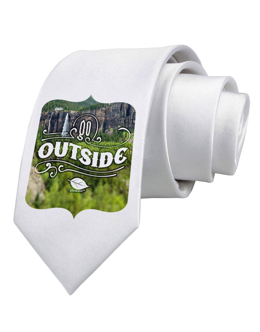 Go Outside - Beautiful Cliffs Printed White Necktie by