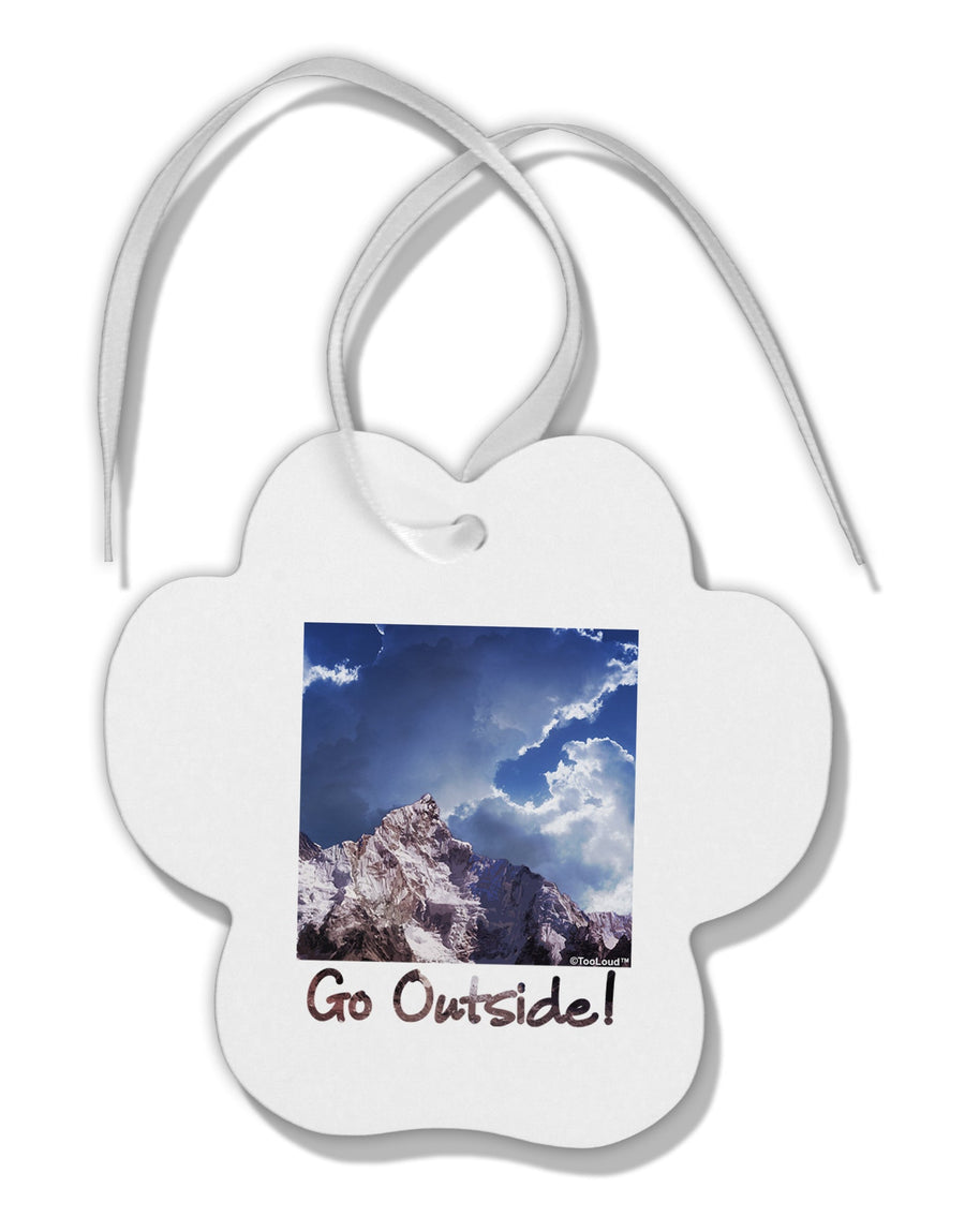 Go Outside Mountain Paw Print Shaped Ornament by TooLoud-Ornament-TooLoud-White-Davson Sales