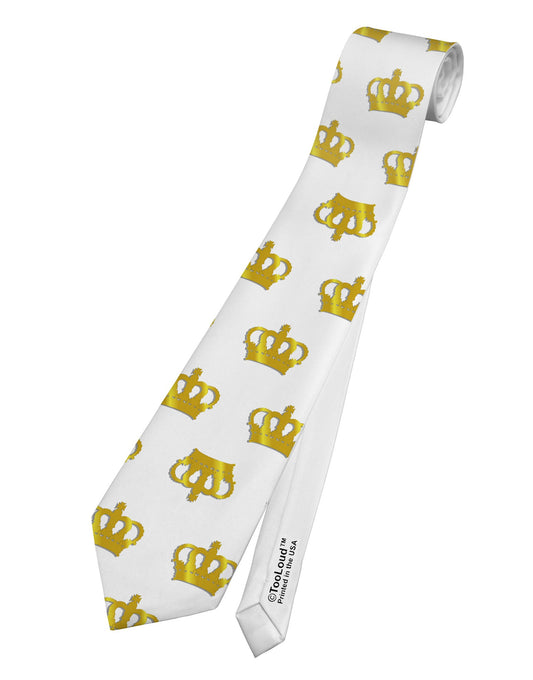 Gold Crowns AOP Printed White Necktie All Over Print by TooLoud