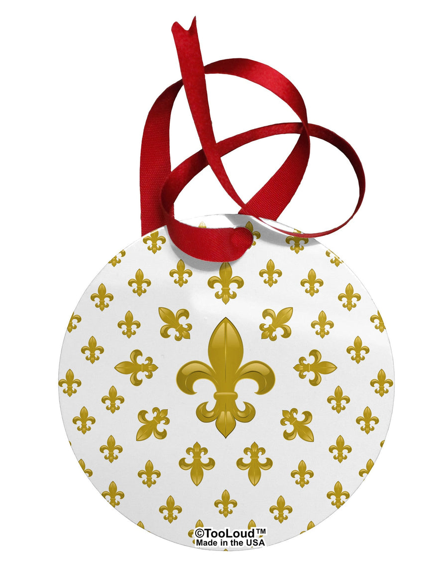 Gold Fleur De Lis AOP Circular Metal Ornament All Over Print by TooLoud-Ornament-TooLoud-White-Davson Sales