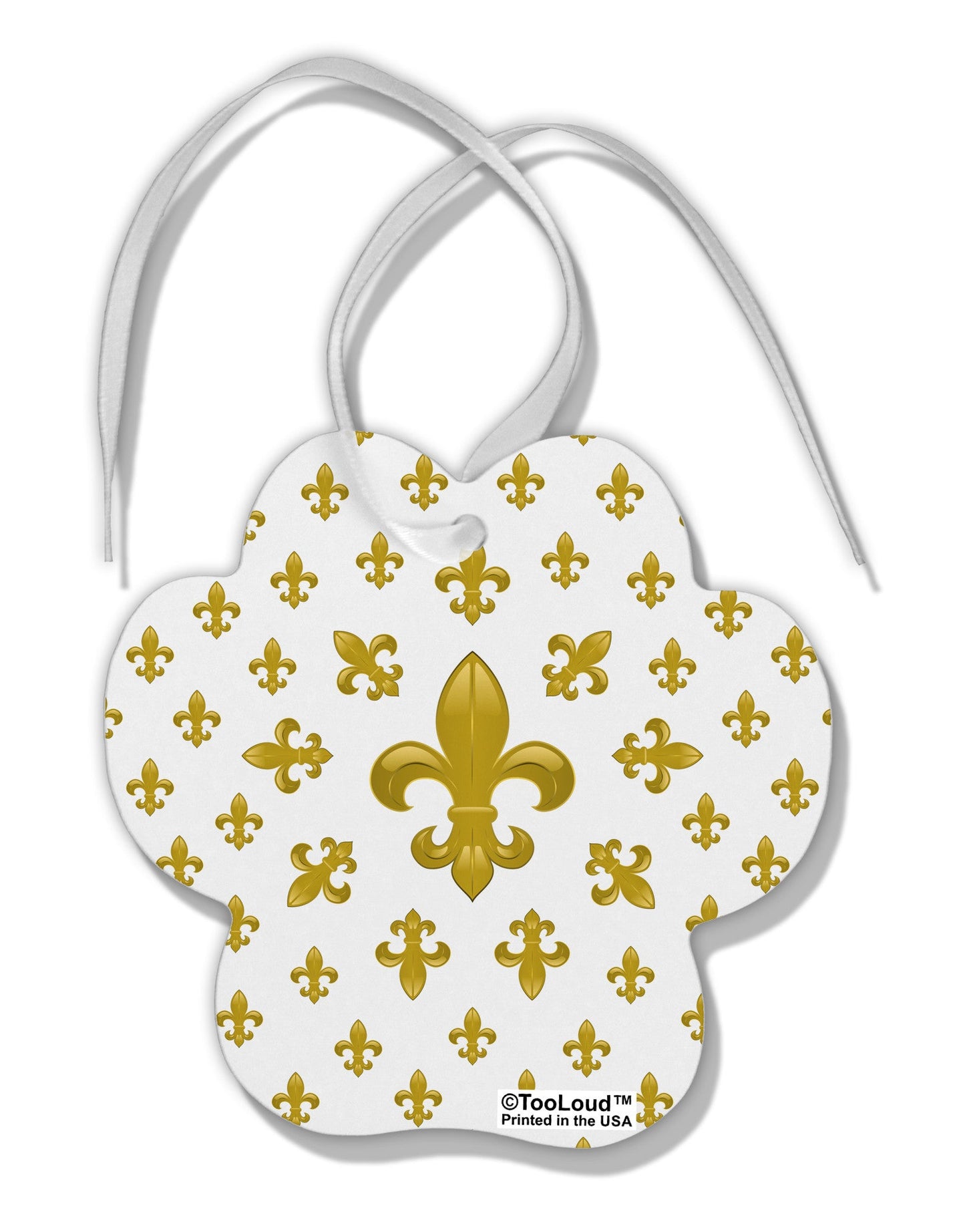 Gold Fleur De Lis AOP Paw Print Shaped Ornament All Over Print by TooLoud-Ornament-TooLoud-White-Davson Sales