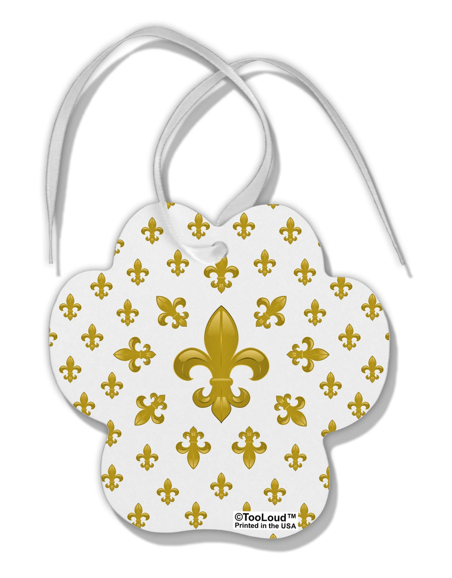 Gold Fleur De Lis AOP Paw Print Shaped Ornament All Over Print by TooLoud-Ornament-TooLoud-White-Davson Sales