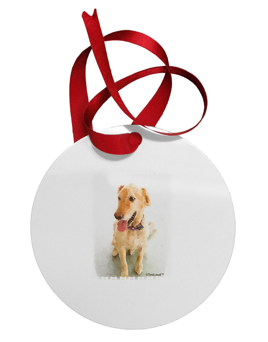 Golden Retriever Watercolor Circular Metal Ornament-Ornament-TooLoud-White-Davson Sales