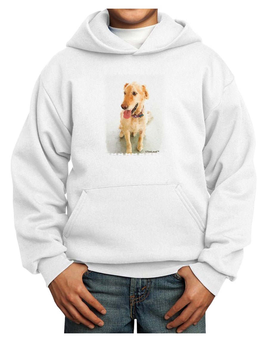 Golden Retriever Watercolor Youth Hoodie Pullover Sweatshirt-Youth Hoodie-TooLoud-White-XS-Davson Sales