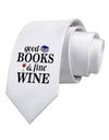 Good Books and Fine Wine Printed White Necktie