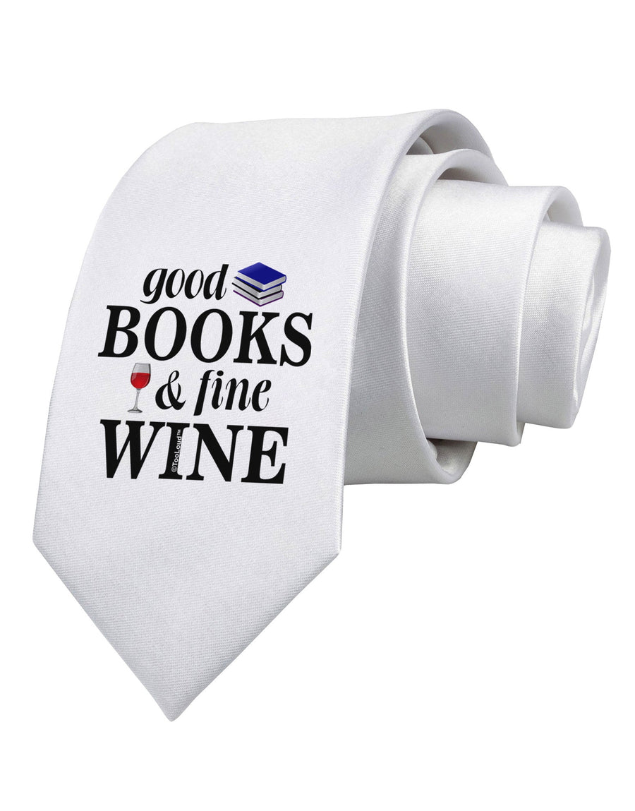 Good Books and Fine Wine Printed White Necktie