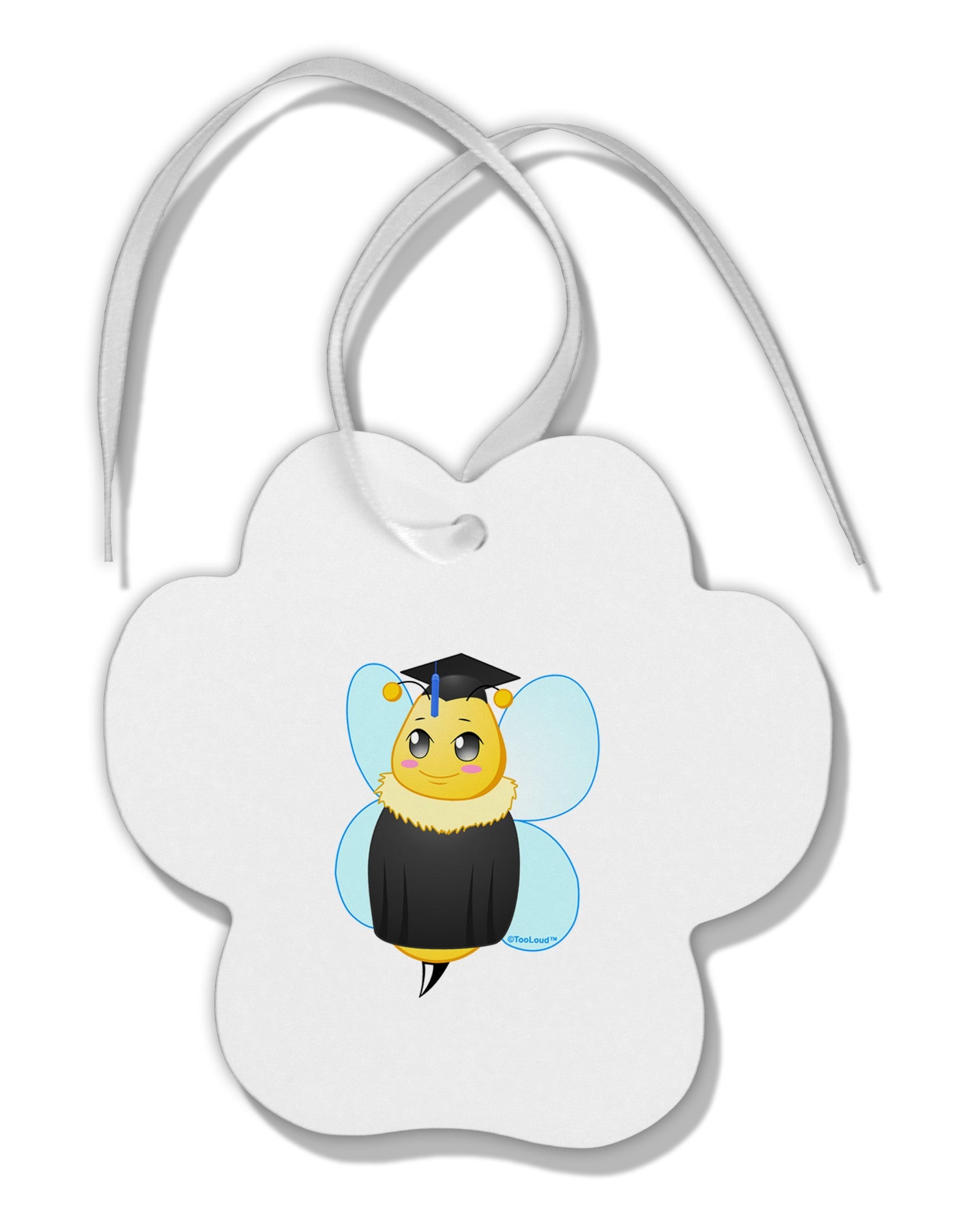 Graduation Bee Paw Print Shaped Ornament by TooLoud-Ornament-TooLoud-White-Davson Sales
