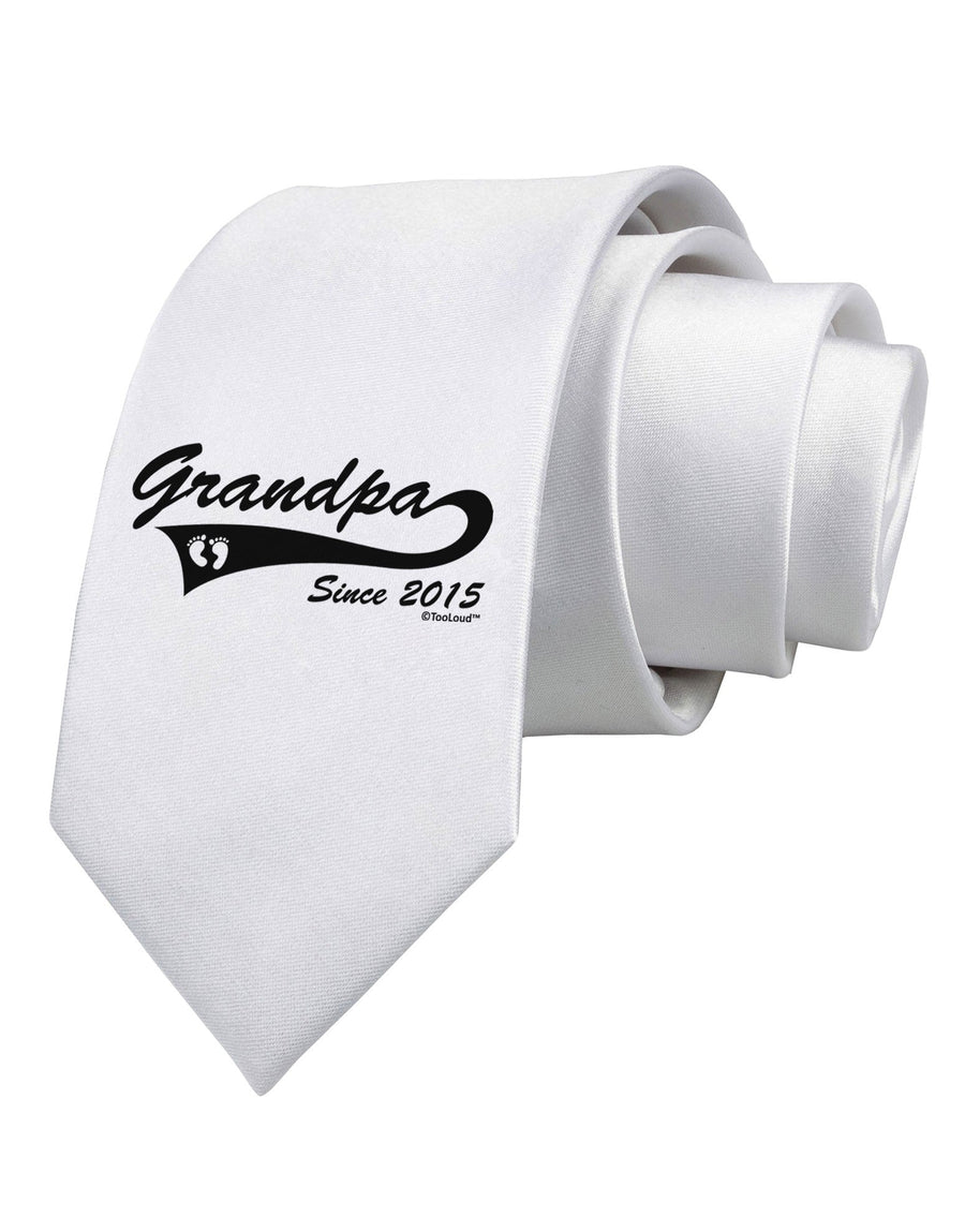 Grandpa Since 2015 Printed White Necktie by TooLoud