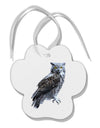 Great Horned Owl Photo Paw Print Shaped Ornament-Ornament-TooLoud-White-Davson Sales