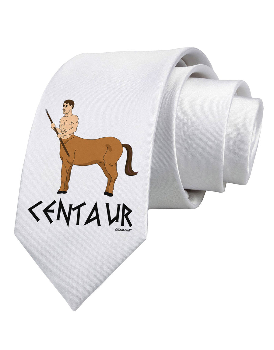 Greek Mythology Centaur Design - Color - Text Printed White Necktie by TooLoud