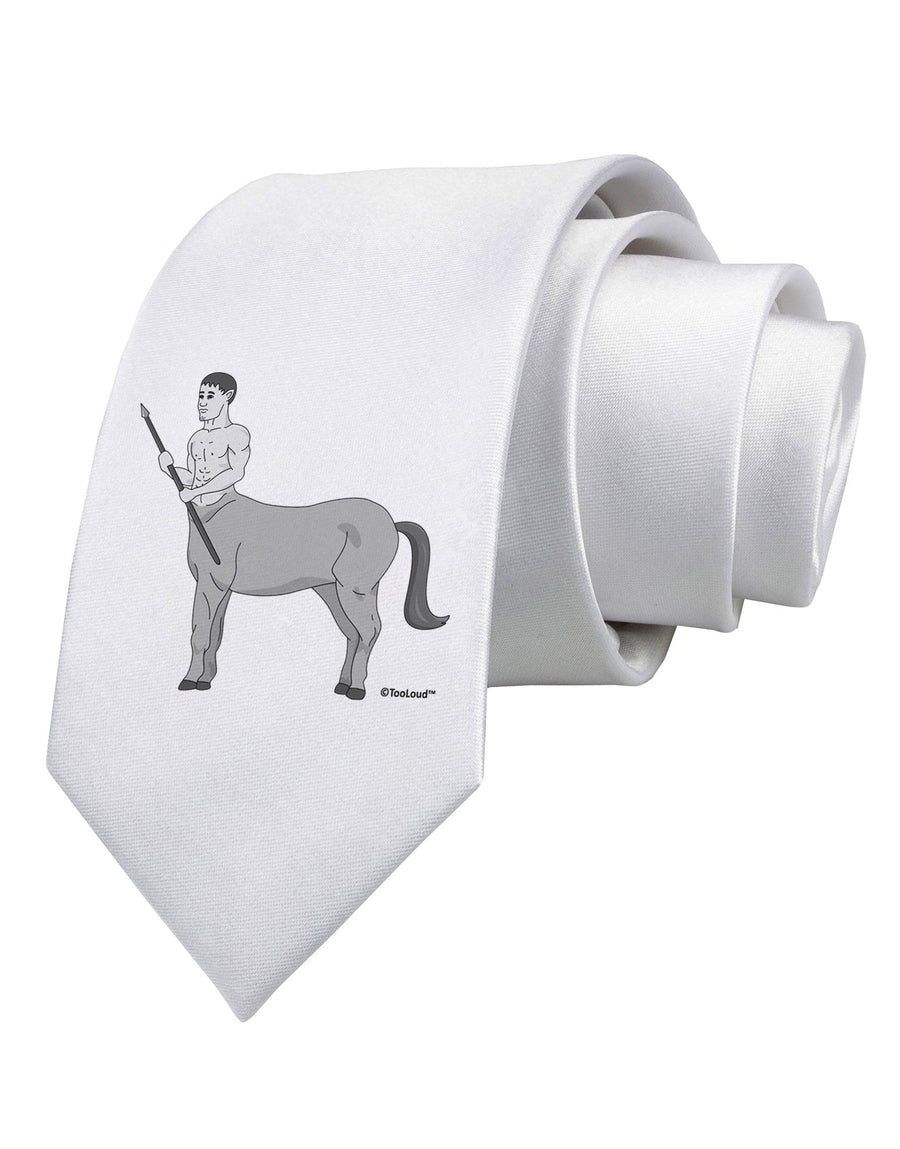 Greek Mythology Centaur Design - Grayscale Printed White Necktie by TooLoud