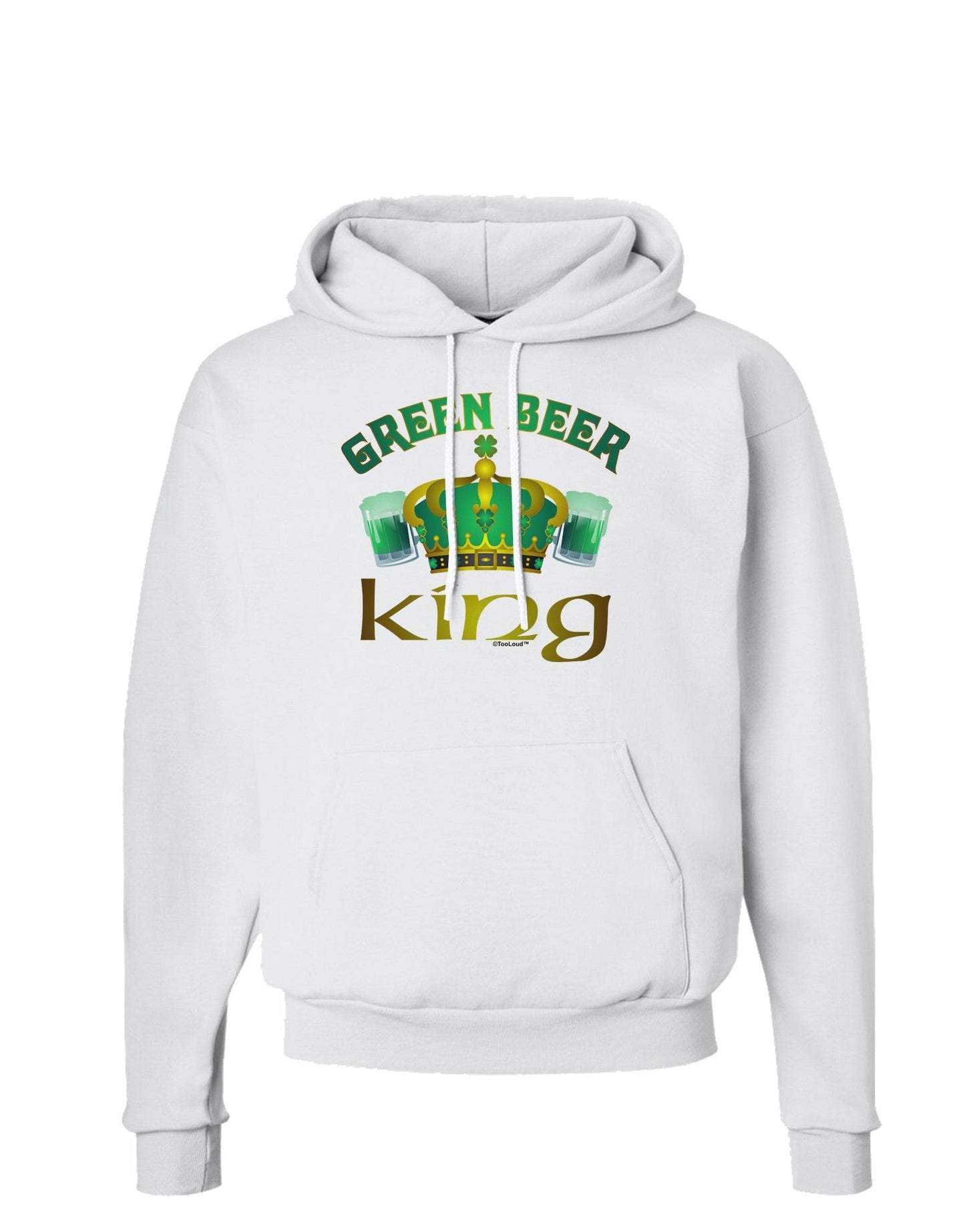 Green Beer King Hoodie Sweatshirt-Hoodie-TooLoud-White-Small-Davson Sales