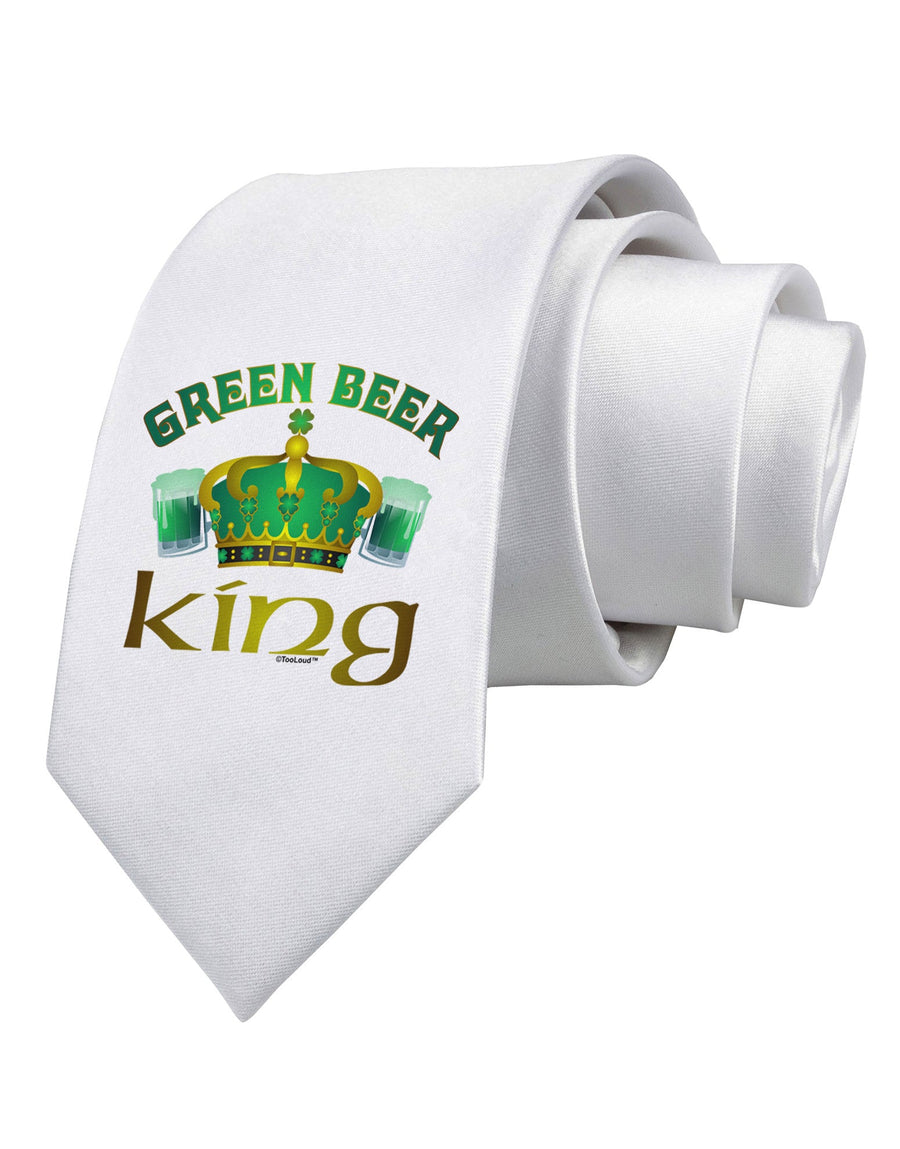 Green Beer King Printed White Necktie