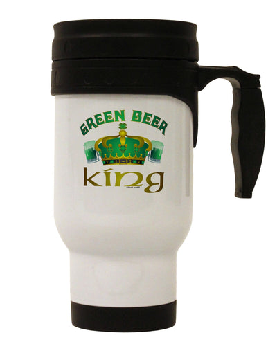 Green Beer King Stainless Steel 14oz Travel Mug-Travel Mugs-TooLoud-White-Davson Sales