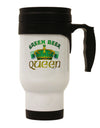 Green Beer Queen Stainless Steel 14oz Travel Mug-Travel Mugs-TooLoud-White-Davson Sales