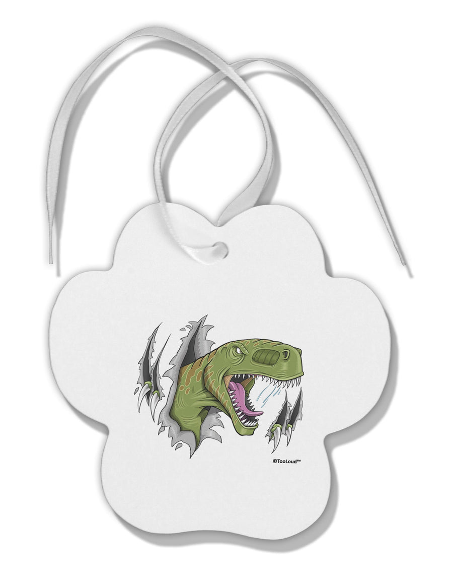 Green Dinosaur Breaking Free Paw Print Shaped Ornament by TooLoud-Ornament-TooLoud-White-Davson Sales