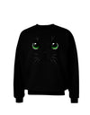 Green-Eyed Cute Cat Face Adult Dark Sweatshirt-Sweatshirts-TooLoud-Black-Small-Davson Sales