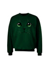 Green-Eyed Cute Cat Face Adult Dark Sweatshirt-Sweatshirts-TooLoud-Deep-Forest-Green-Small-Davson Sales