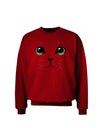 Green-Eyed Cute Cat Face Adult Dark Sweatshirt-Sweatshirts-TooLoud-Deep-Red-Small-Davson Sales