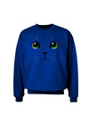Green-Eyed Cute Cat Face Adult Dark Sweatshirt-Sweatshirts-TooLoud-Deep-Royal-Blue-Small-Davson Sales