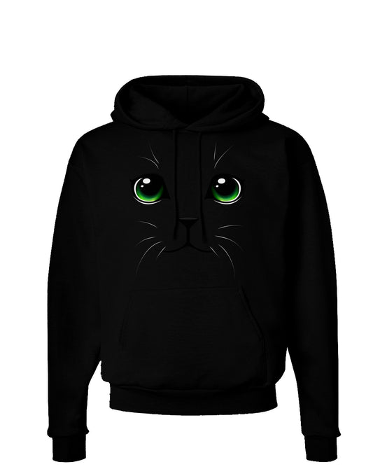 Green-Eyed Cute Cat Face Dark Hoodie Sweatshirt-Hoodie-TooLoud-Black-Small-Davson Sales