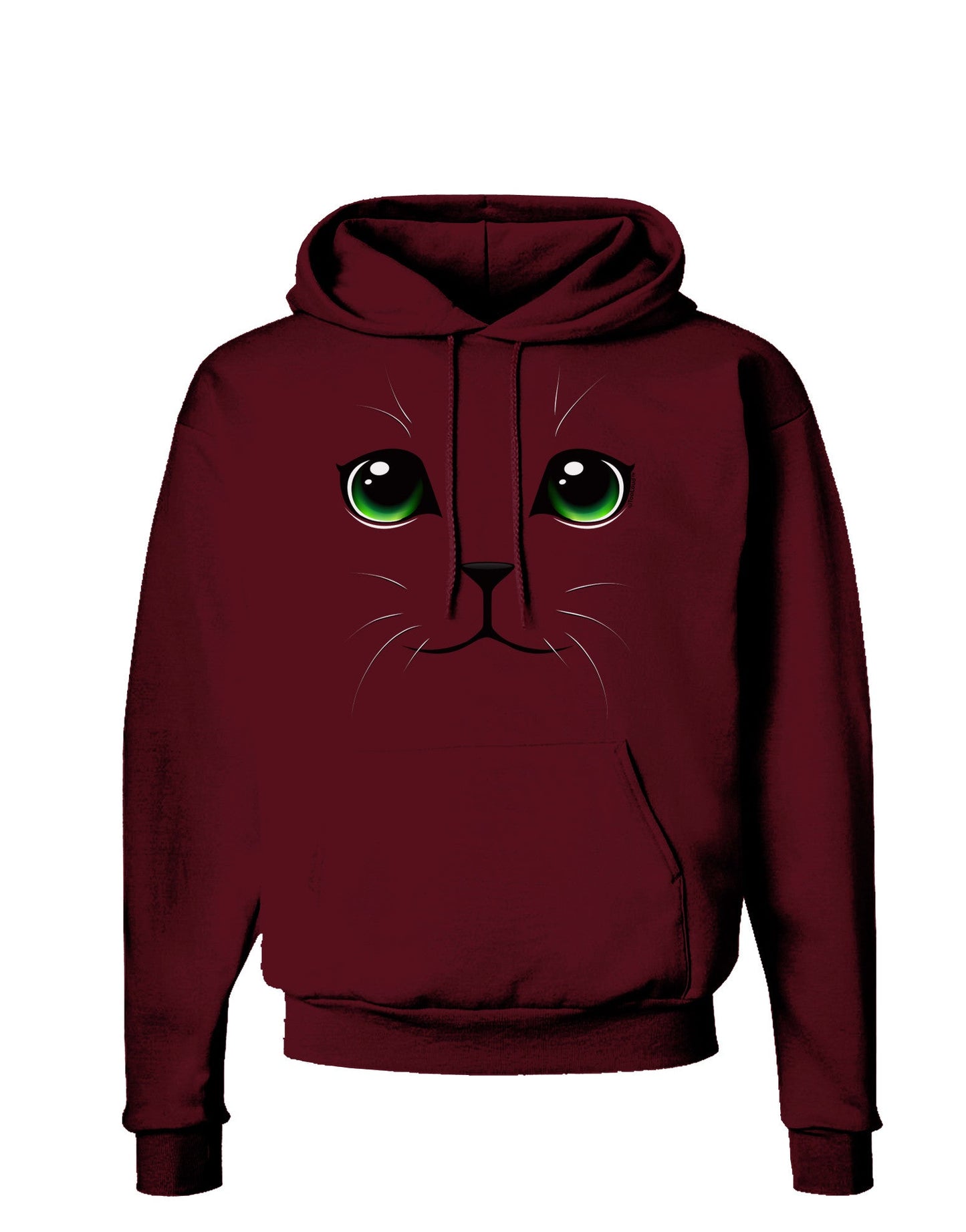 Green-Eyed Cute Cat Face Dark Hoodie Sweatshirt-Hoodie-TooLoud-Maroon-Small-Davson Sales