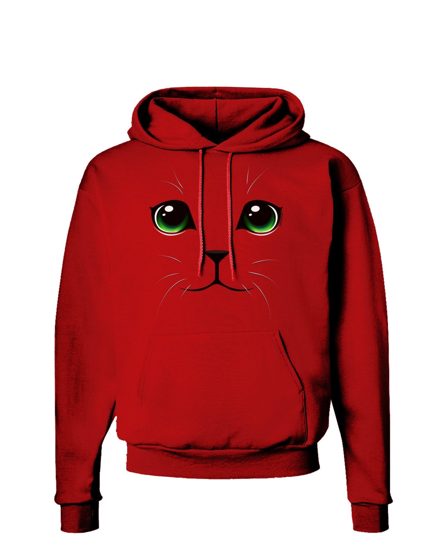 Green-Eyed Cute Cat Face Dark Hoodie Sweatshirt-Hoodie-TooLoud-Red-Small-Davson Sales