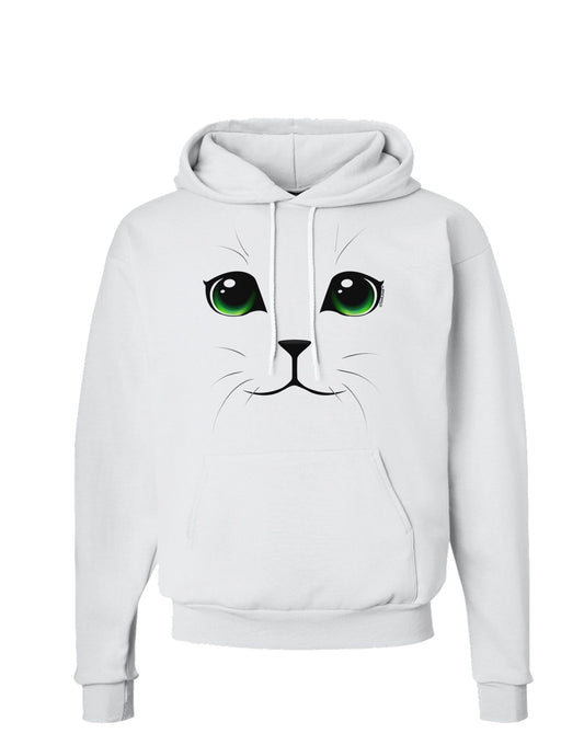Green-Eyed Cute Cat Face Hoodie Sweatshirt-Hoodie-TooLoud-White-Small-Davson Sales