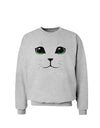 Green-Eyed Cute Cat Face Sweatshirt-Sweatshirts-TooLoud-AshGray-Small-Davson Sales