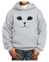 Green-Eyed Cute Cat Face Youth Hoodie Pullover Sweatshirt-Youth Hoodie-TooLoud-Ash-XS-Davson Sales