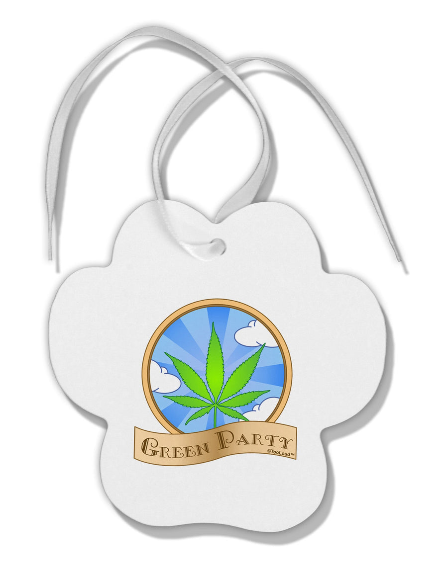 Green Party Symbol Paw Print Shaped Ornament-Ornament-TooLoud-White-Davson Sales