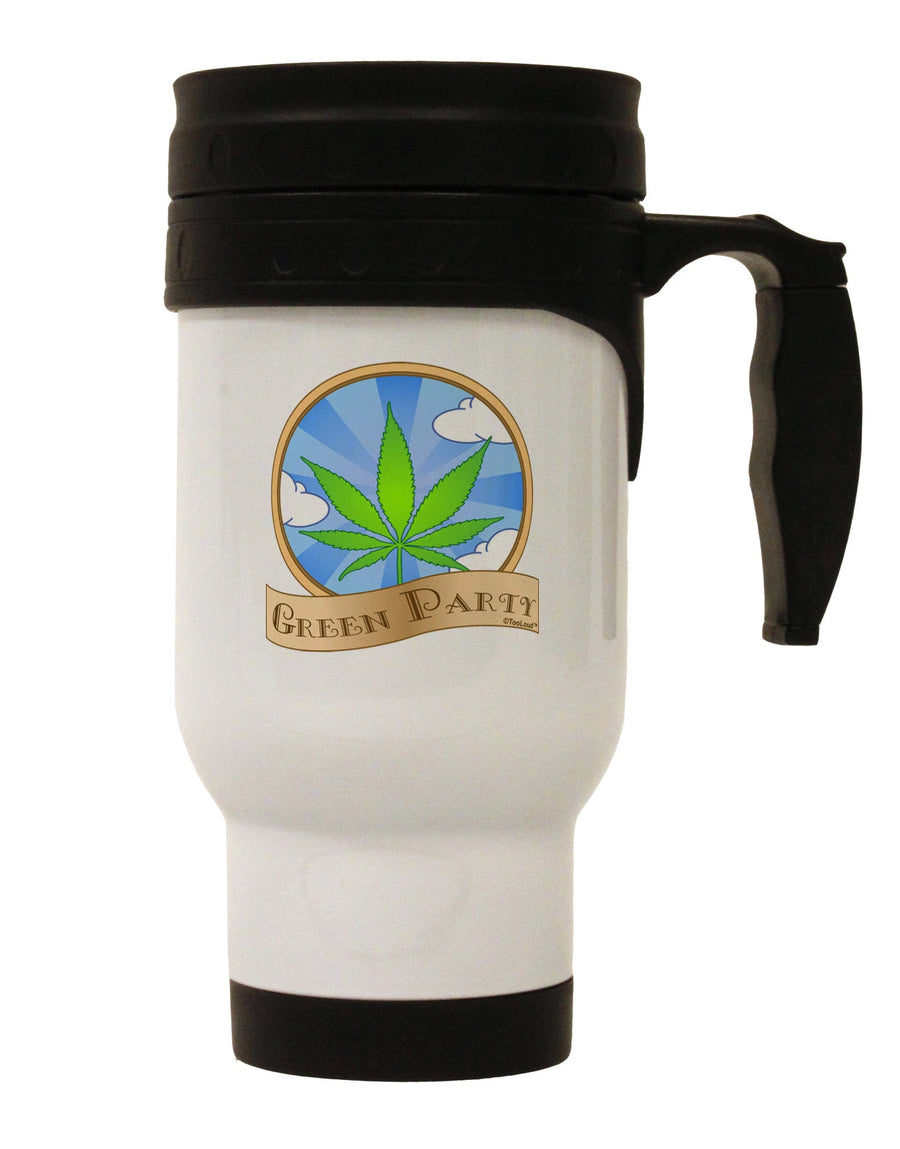 Green Party Symbol Stainless Steel 14oz Travel Mug-Travel Mugs-TooLoud-White-Davson Sales