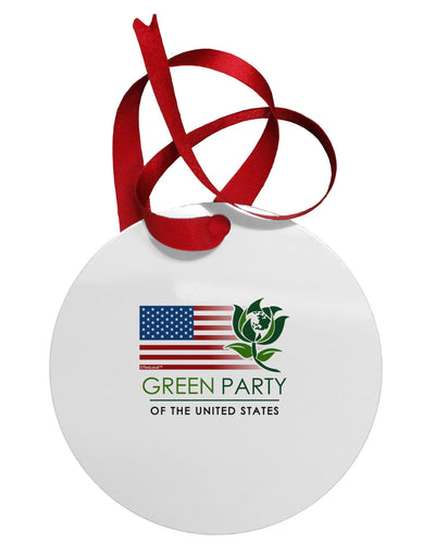 Green Party US Flag Circular Metal Ornament-Ornament-TooLoud-White-Davson Sales