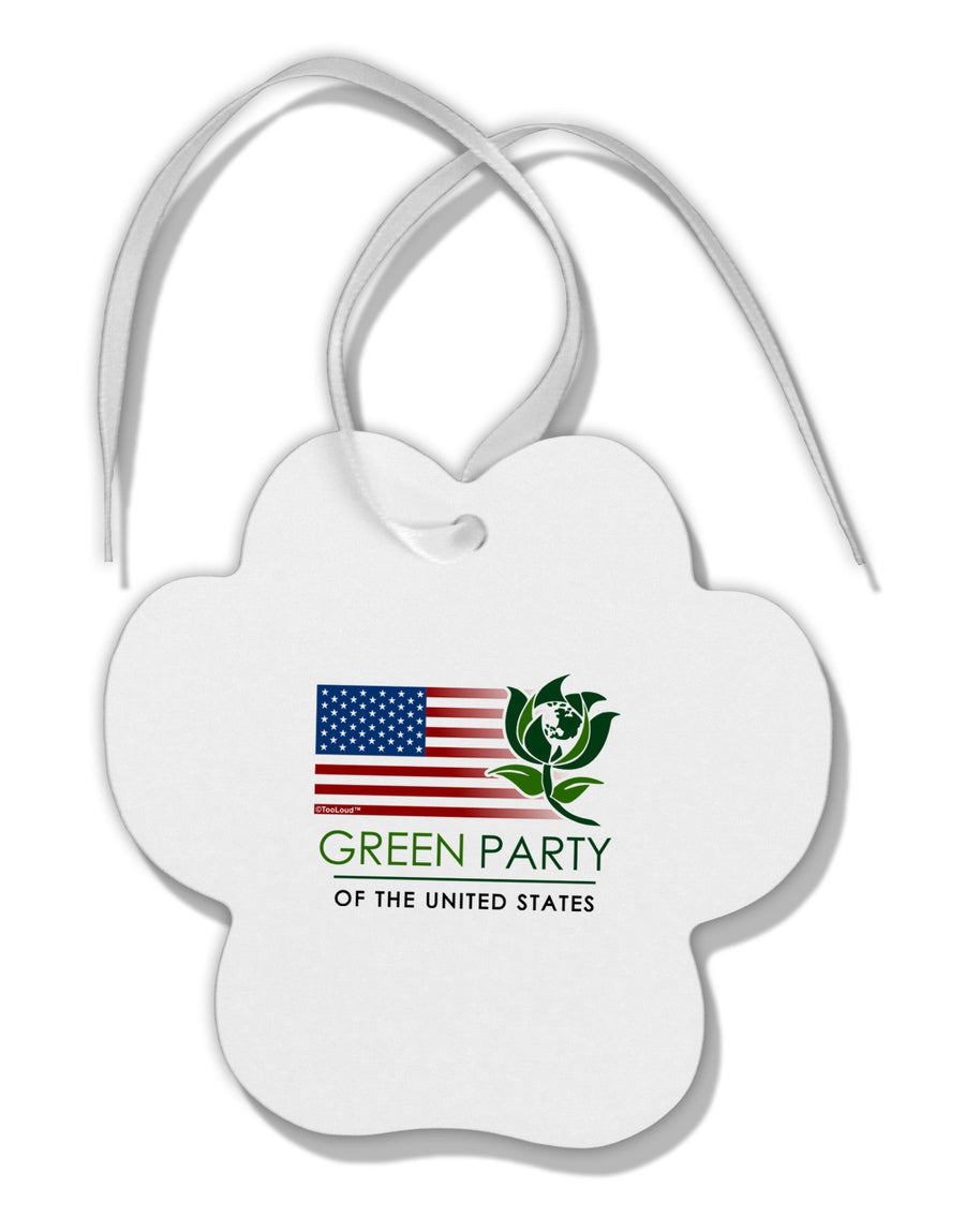 Green Party US Flag Paw Print Shaped Ornament-Ornament-TooLoud-White-Davson Sales