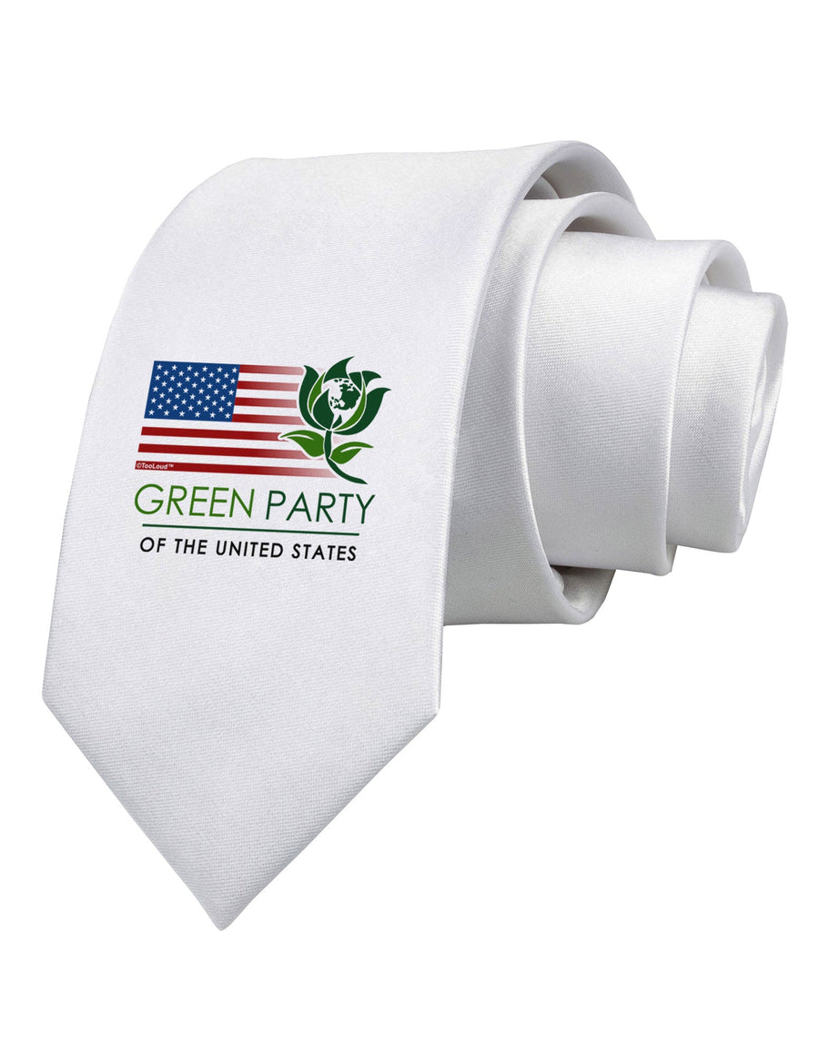 Green Party US Flag Printed White Necktie