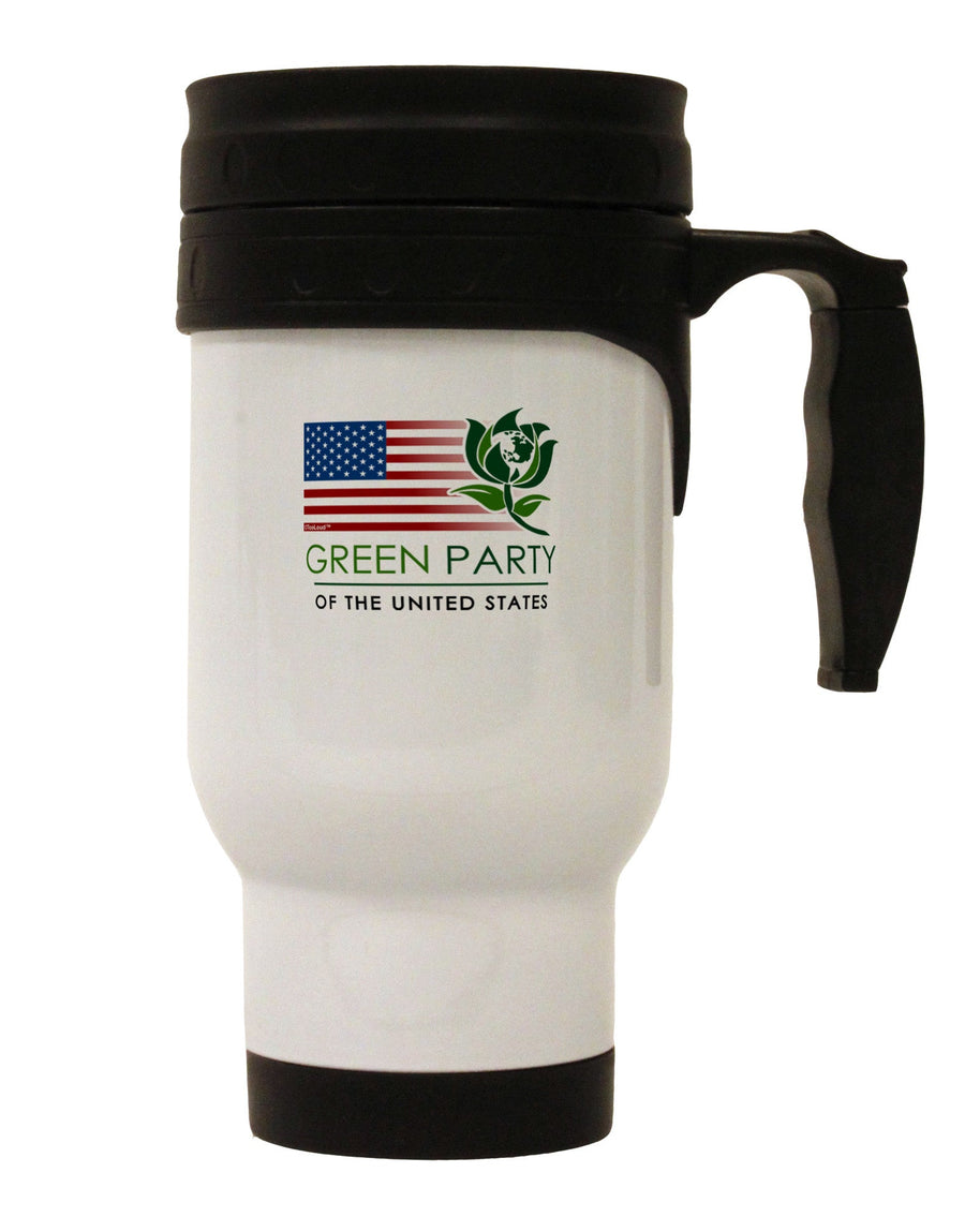 Green Party US Flag Stainless Steel 14oz Travel Mug-Travel Mugs-TooLoud-White-Davson Sales