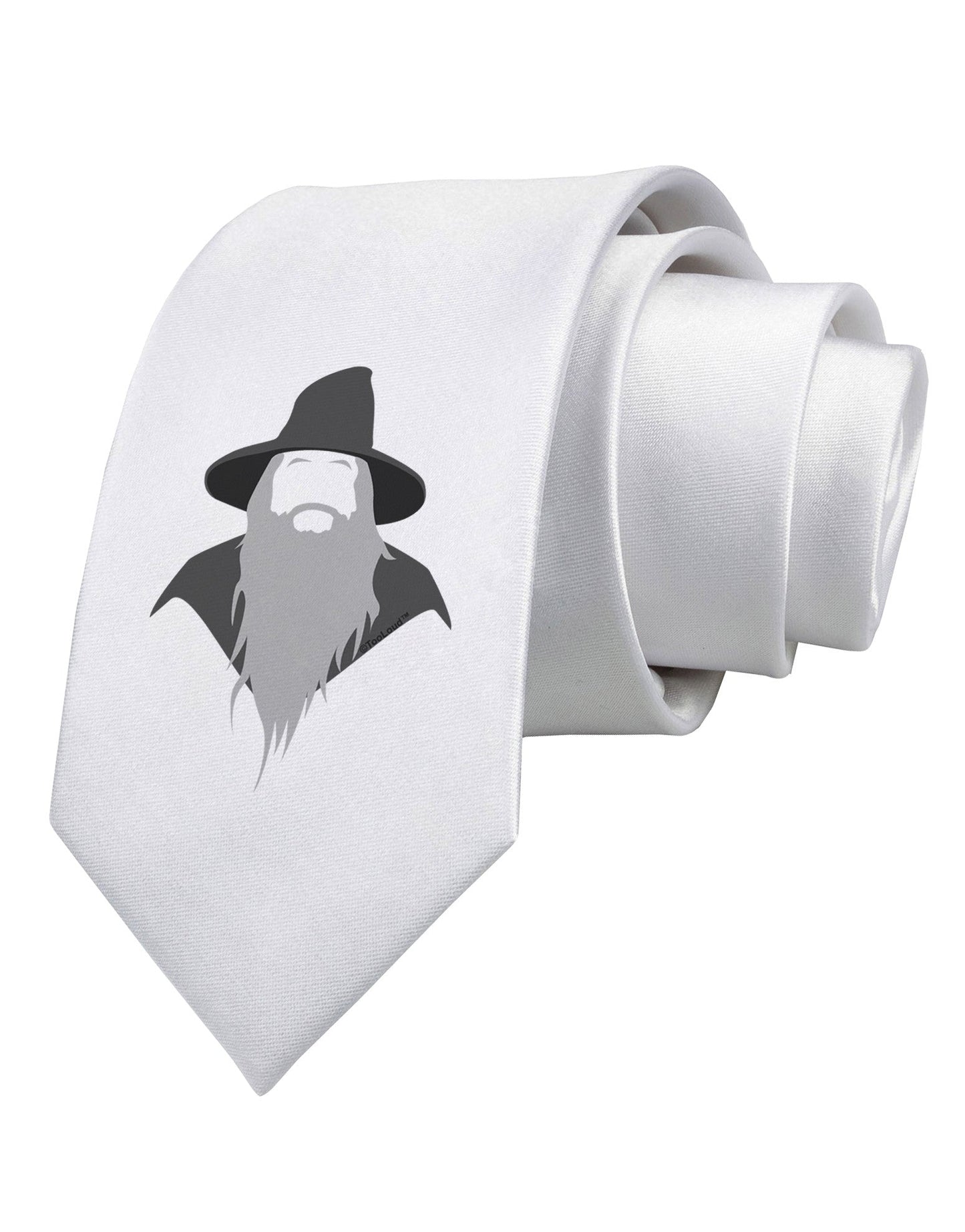 Grey Wizard Printed White Necktie