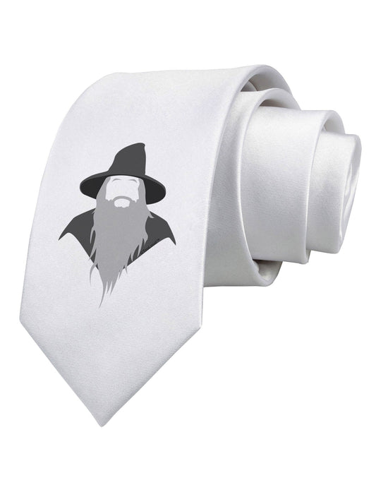 Grey Wizard Printed White Necktie