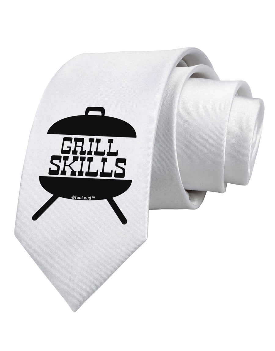 Grill Skills Grill Design Printed White Necktie by TooLoud