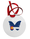 Grunge Colorado Butterfly Flag Circular Metal Ornament-Ornament-TooLoud-Davson Sales