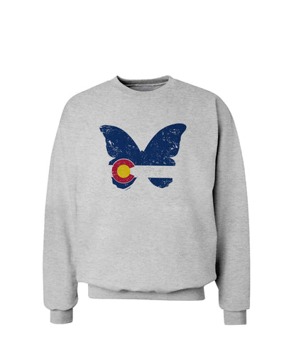 Grunge Colorado Butterfly Flag Sweatshirt-Sweatshirts-TooLoud-AshGray-Small-Davson Sales