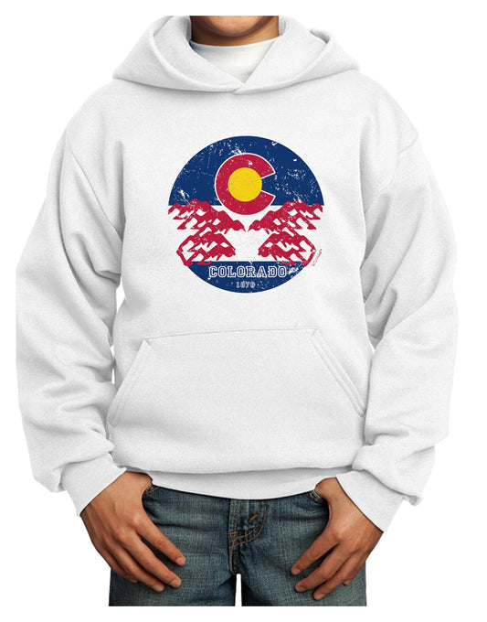 Grunge Colorado Emblem Flag Youth Hoodie Pullover Sweatshirt-Youth Hoodie-TooLoud-White-XS-Davson Sales
