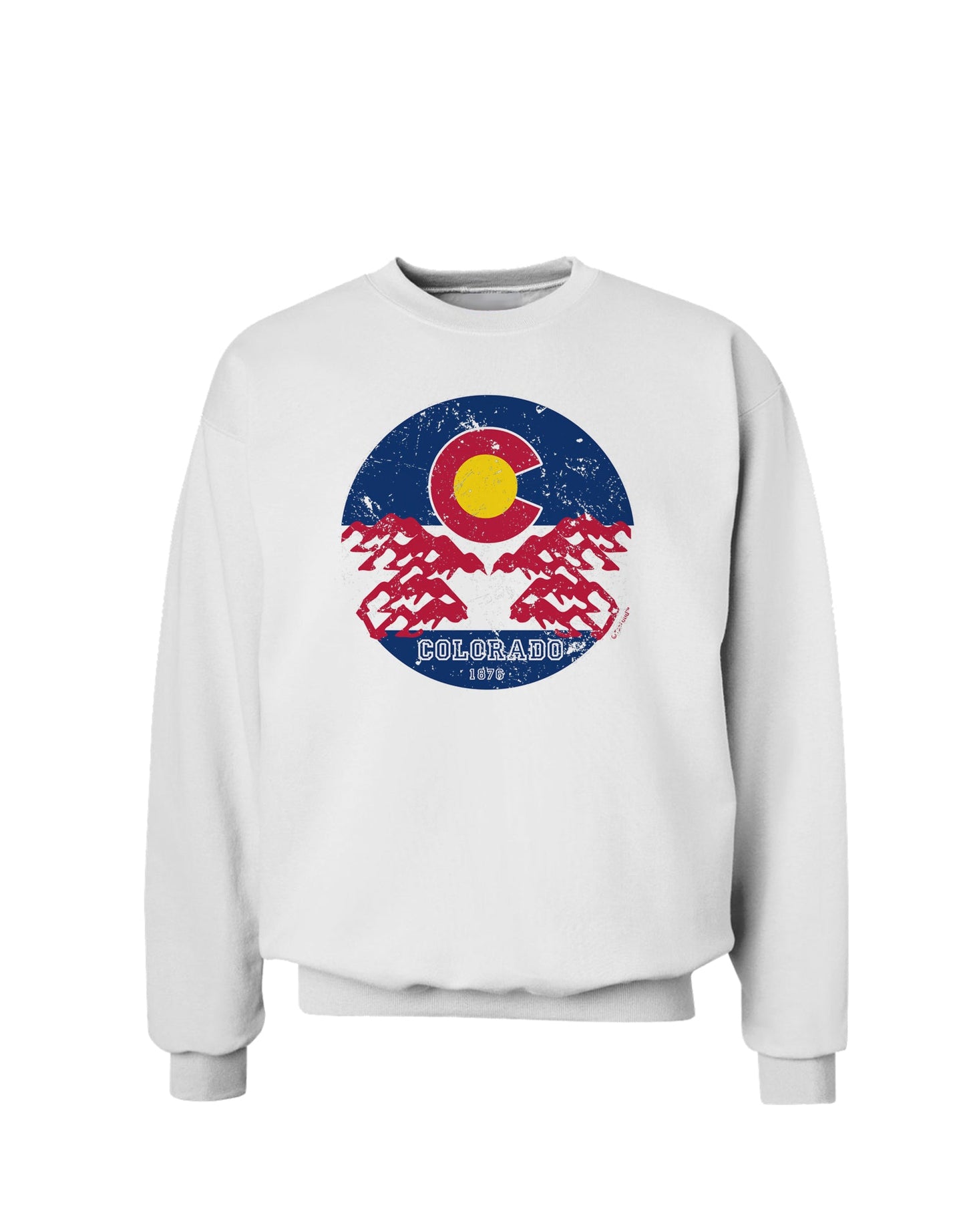 Grunge Colorado Rocky Mountain Bighorn Sheep Flag Sweatshirt-Sweatshirts-TooLoud-White-Small-Davson Sales