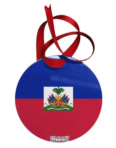 Haiti Flag AOP Circular Metal Ornament All Over Print-Ornament-TooLoud-White-Davson Sales